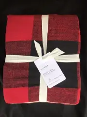 POTTERY BARN BRYCE CHECK FULL / QUEEN DUVET W/ 2 STANDARD SHAMS NEW W/ TAGS RED
