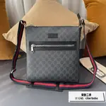 全球購 GUCCI ‎古馳 GG SUPREME 經典 黑灰色 帆布 郵差包 肩背包 斜背包 474137