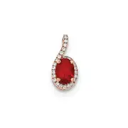 14k Rose Gold Oval Fire Opal u0026 Real Diamond Halo Pendant