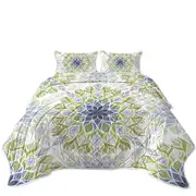 Green Purple Relaxing Abstract Coverlet