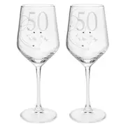 2PK Gibson Gifts 50 Birthday Crystal Wine Glass Toasting Tumbler Drinkware Clear