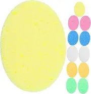 TOGEVAL 12Pcs Oval Facial Cleaning Sponges Soft Exfoliating Travel Sponges for Gentle Face Wash Makeup Removal Suitable for All Skin Types Compact for Easy Handling