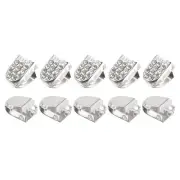 30Pack 10mmx7mm Shoelace End Clips Copper Elastic Shoe Laces Clip Bling Silver