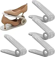 Shoe Slot Organizer 4Pcs Adjustable Shoe Stacker 4 Level PP Shoe Space Saver Dual Layer Shoe Organizers for Closet Grey Shoe Organizers Shoe Space Saver Shoe Slots Shoe Stacker