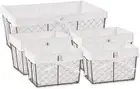 Farmhouse Chicken Wire Storage Baskets with Liner, Set of 5, Rustic French Blue,