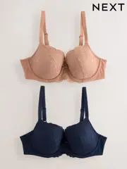 Praline Nude/Navy Pad Balcony DD+ Lace Bras 2 Pack (AM7169) | $56