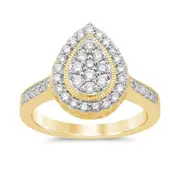 Meera Pear Shaped Ring with 1/2ct of Laboratory Grown Diamonds in 9kt Yellow Gold