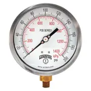 Winters P3s6013 Pressure Gauge, 0 To 200 Psi, 1/4 In Mnpt, Black