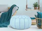 Genuine Leather Pouf STUFFED- Moroccan Ottoman Footstool, Decor For Living Room