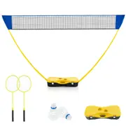 Costway All in 1 Portable Badminton Net Set Outdoor Net Set w/Storage Base Yellow & Blue