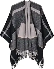 [AONTUS] Women's Elegant Cardigan Poncho Cape Shawls Open Front Blanket Sweater