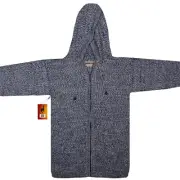 WOMEN HANDMADE ANDEAN ALPACA SOLID GRAY ZIP HOODIE SWEATER SZ M