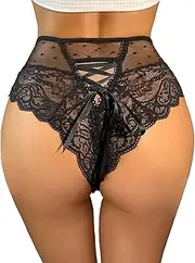 [Milumia] Women Sexy Cut Out Panties Criss Cross High Waist Cheeky Underwear Hipsters Briefs
