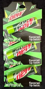3pk MOUNTAIN DEW FLAVORED LIP BALM MTN DEW TASTE BEAUTY CHAPSTICK LOT .12oz LOT