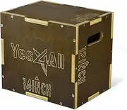 Yes4All 3 in 1 Non-Slip Wooden Plyo Box, Plyometric Jump Box for Skipping, Jumping, Lunges, Squats, Step-Ups, Dips, and More