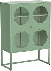 ArtissIn Sideboard Buffet Cabinet, Buffet Sideboard Cupboard Corner Storage Cabinet with Doors and Inner Shelves Pantry, Kitchen Display Organizer Dining Furniture Living Room Home Green
