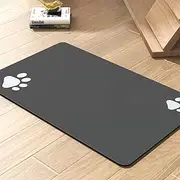 Pet Feeding Mat - Absorbent for Food and Water Bowl - No Stains Quick Dry Dog Accessories - Pet Supplies Darkgrey 12''x19''