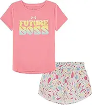 [Under Armour] UA PRINTED WOVEN SHORT SET, COSMO PINK, 24M, Dark Pink