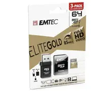 Emtec MicroSD 64GB with USB Reader - Gold