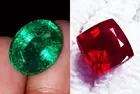 Certified 8 to 10 Ct Natural Red Ruby & Green Emerald Pair Loose Gemstone LM143