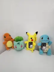 Pokemon 8" Corduroy Charmander, Pikachu, Squirtle & Bulbasaur Plush Set x4 Read