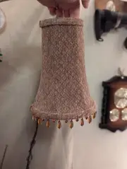 Vintage Amber Beaded Lamp Shade For Bedside Lamps. Great Mood Lighting