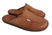 Mens Leather Slippers Moccasin Brown Mules Slip-on Slippers Sizes EU 40-46