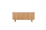 Raimon Furniture Bronya Matte Ceramic Top 3-Doors Buffet Unit Sideboard Storage Cabinet Natural/White