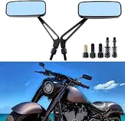 BREDUXSER 8 mm 10 mm Motorcycle Rectangular Rear View Mirror Wing Side Mirror for Sportster 883 1200 Dyna Street Electra Glide Rock King Rocker Bobber Cruiser Chopper Touring