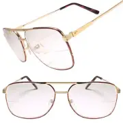 Classic Retro Old School Gold Square Bifocal Lens Reader 1.75 Reading Glasses