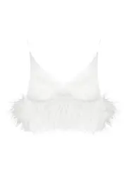16 Arlington Poppy Cropped Feather-trimmed top - White - 14 14