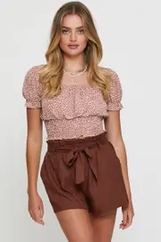 Brown Mini Shorts High Rise - Size 8, Women's Hw Short