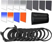 Square Filter Kit ND Filters Graduated Full Color Lens Filter Set for Cokin P Series with Adapter Rings(49-82mm) Filter Holder Lens Cleaning Pen for DSLR Cameras 25 Pack