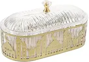 OFFSCH Iron Snack Tray Pastry Trays Eid Dinner Plate Eid Cookie Trays Ramadan Dessert Holder Eid Mubarak Trays Plates Ramadan Serving Trays Ramadan Food Storage Container Golden