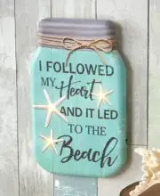 Lighted Canvas Mason Jar Wall Beach Art