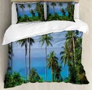 Tropical Duvet Cover Set with Pillow Shams Ocean Jungle Beauty Print