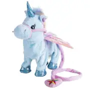 35cm Funny Electric Walking Unicorn Plush Toy Stuffed Animal Toys for Children Electronic Music Unicorn Toy Christmas Gifts Blue