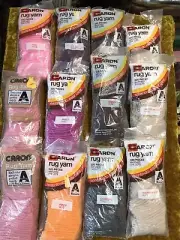 Caron Pre Cut Latch Hook Rug Yarn Lot of 12 Acrylic Assorted Colors Made in USA