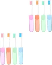 Healeved 2sets Portable Folding Toothbrush Clean Stand Foldable Travel Toothbrush with Cap Hiking Toothbrush Dispenser Separate Super Portable Tooth Brush Toothbrushes Cup Mouthwash 4pcs*2
