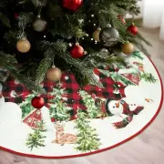 Christmas Tree Skirt 48 Inch Winter Snowman Pine Tree Xmas Tree Mat Decoratio...