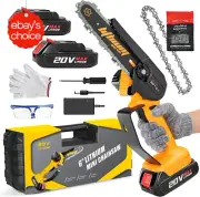 Cordless 6" Mini Chainsaw Electric Handheld Tree Cutter Pruner Dual Batteries