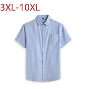 Large size men's short-sleeved shirt business casual plus check short-sleeved shirt men blue 9XL/215