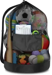 Heavy Duty Soccer Ball Net Bag(100L Extra Large Capacity XL, Black