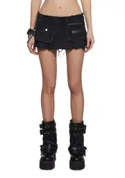 [DARKER WAVS] Chord Denim Mini Skirt