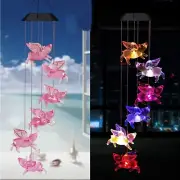 Ulalaza Solar Wind Chime Outdoor LED Color Hanging Flying Pig lamp Mobile Sol...