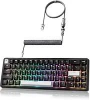 ATTACK SHARK X65 HE Hall Effect Keyboard, 8Khz Polling 0.01mm Adjustable Trigger 0.125ms Latency, Hot-Swappable RGB Backlit PBT Keycaps N-key Rollover Wired Magnetic Gaming Keyboard&Coiled Cable-Black
