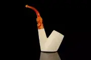 Deluxe Sitter Pipe w Lattice Design new-block Meerschaum Handmade W Case#899