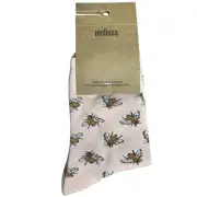 Melissa Girl's Pair Of Crew Socks, Bumble Bee Print Size US 6 To 7, NEW