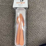 Cat & Jack Kids Portable Cutlery Set Orange Case Knife Fork Spoon