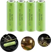 JINTION Rechargeable AA Batteries,Solar 1.2V Ni-MH 1000mAh Double A Battery Low self Discharge for String Light Lantern Lamp Toys, 4 Pack
